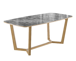 Стол Фрейм 1800*900*750 (мрамор серый глянец/ ноги дуб коньяк) Стол Фрейм 1800*900*750 (мрамор серый глянец/ ноги дуб коньяк)